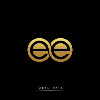 İlk harf bağlı daire sermaye monogramı logosu modern şablon altın rengi versiyonu siyah arkaplan üzerinde izole