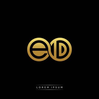 İlk harf bağlı daire sermaye monogramı logosu modern şablon altın rengi versiyonu siyah arkaplan üzerinde izole