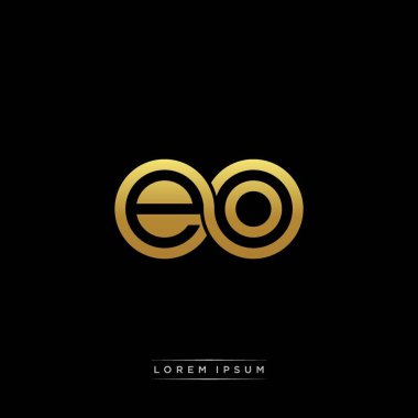 İlk harf bağlı daire sermaye monogramı logosu modern şablon altın rengi versiyonu siyah arkaplan üzerinde izole