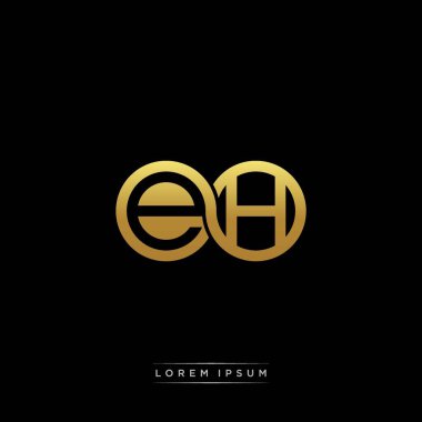 İlk harf bağlı daire sermaye monogramı logosu modern şablon altın rengi versiyonu siyah arkaplan üzerinde izole