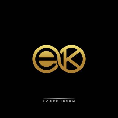 İlk harf bağlı daire sermaye monogramı logosu modern şablon altın rengi versiyonu siyah arkaplan üzerinde izole