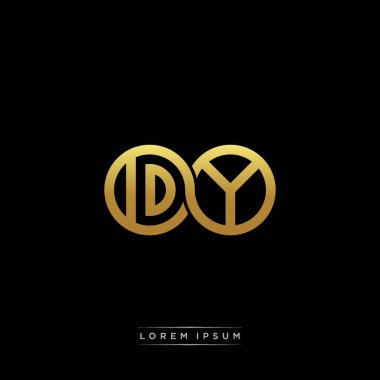 İlk harf bağlı daire sermaye monogramı logosu modern şablon altın rengi versiyonu siyah arkaplan üzerinde izole