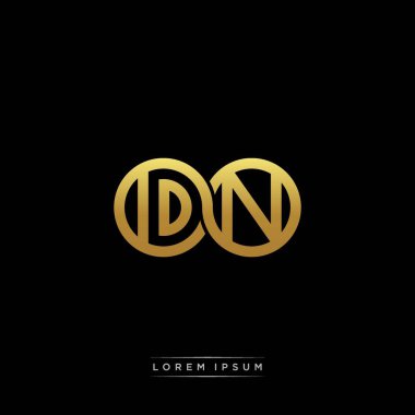 İlk harf bağlı daire sermaye monogramı logosu modern şablon altın rengi versiyonu siyah arkaplan üzerinde izole