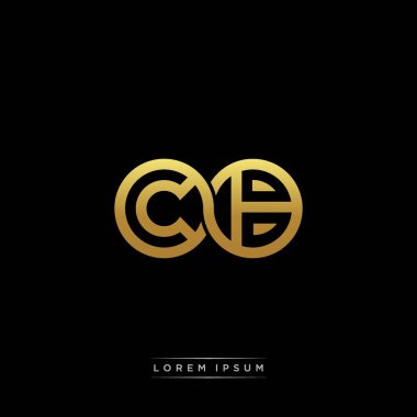 İlk harf bağlı daire sermaye monogramı logosu modern şablon altın rengi versiyonu siyah arkaplan üzerinde izole