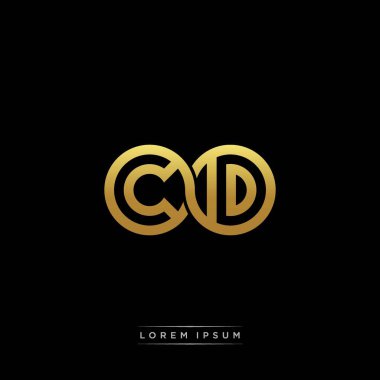 İlk harf bağlı daire sermaye monogramı logosu modern şablon altın rengi versiyonu siyah arkaplan üzerinde izole