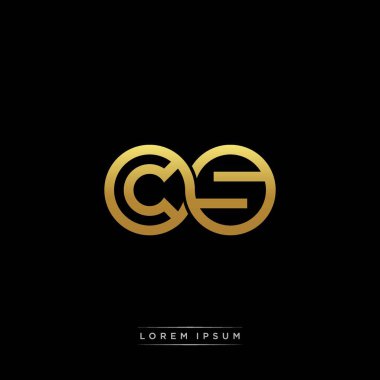 İlk harf bağlı daire sermaye monogramı logosu modern şablon altın rengi versiyonu siyah arkaplan üzerinde izole