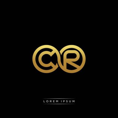 İlk harf bağlı daire sermaye monogramı logosu modern şablon altın rengi versiyonu siyah arkaplan üzerinde izole
