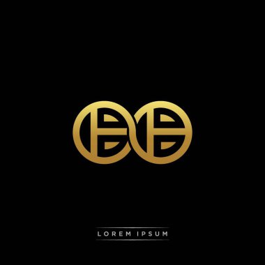 İlk harf bağlı daire sermaye monogramı logosu modern şablon altın rengi versiyonu siyah arkaplan üzerinde izole