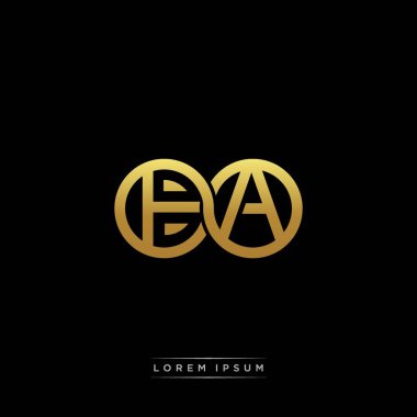 İlk harf bağlı daire sermaye monogramı logosu modern şablon altın rengi versiyonu siyah arkaplan üzerinde izole