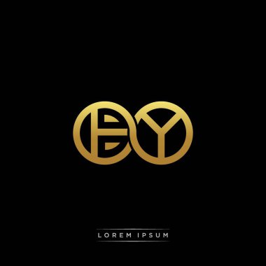 İlk harf bağlı daire sermaye monogramı logosu modern şablon altın rengi versiyonu siyah arkaplan üzerinde izole