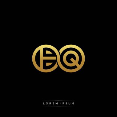 İlk harf bağlı daire sermaye monogramı logosu modern şablon altın rengi versiyonu siyah arkaplan üzerinde izole