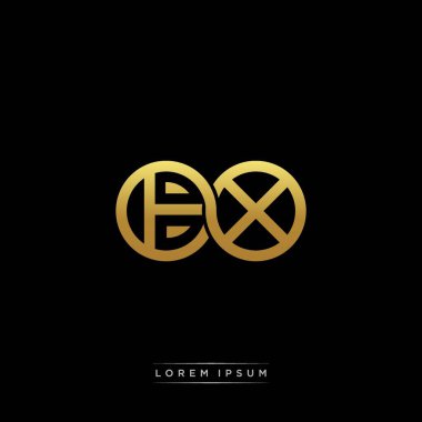 İlk harf bağlı daire sermaye monogramı logosu modern şablon altın rengi versiyonu siyah arkaplan üzerinde izole