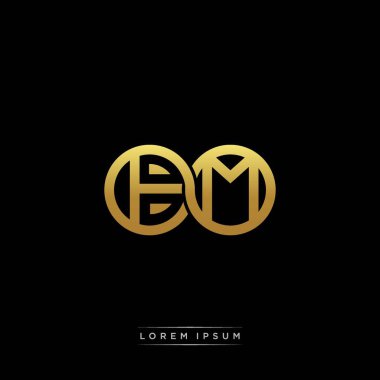 İlk harf bağlı daire sermaye monogramı logosu modern şablon altın rengi versiyonu siyah arkaplan üzerinde izole