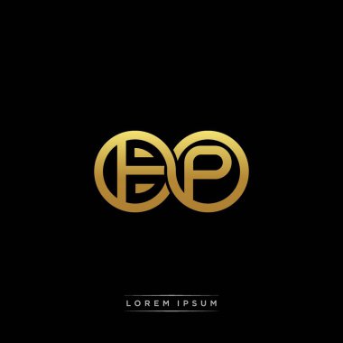 İlk harf bağlı daire sermaye monogramı logosu modern şablon altın rengi versiyonu siyah arkaplan üzerinde izole