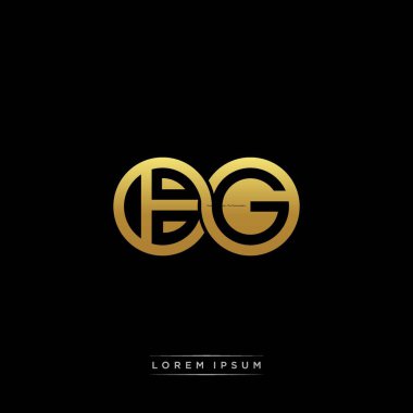 İlk harf bağlı daire sermaye monogramı logosu modern şablon altın rengi versiyonu siyah arkaplan üzerinde izole