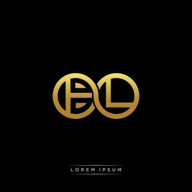 İlk harf bağlı daire sermaye monogramı logosu modern şablon altın rengi versiyonu siyah arkaplan üzerinde izole