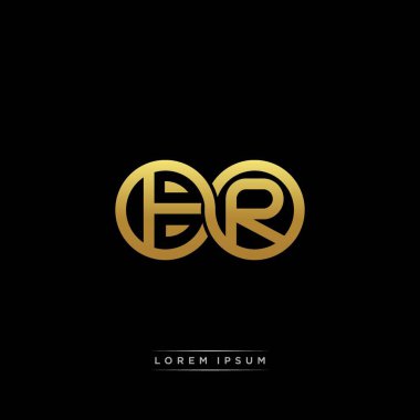 İlk harf bağlı daire sermaye monogramı logosu modern şablon altın rengi versiyonu siyah arkaplan üzerinde izole