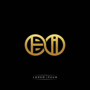 İlk harf bağlı daire sermaye monogramı logosu modern şablon altın rengi versiyonu siyah arkaplan üzerinde izole