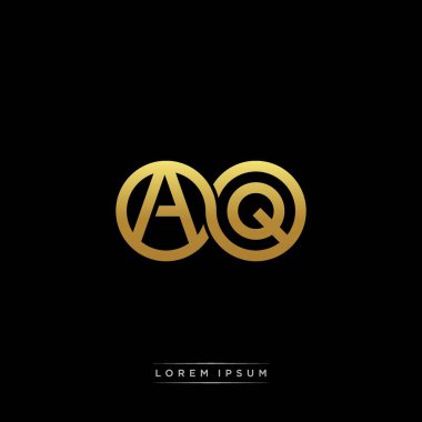 İlk harf bağlı daire sermaye monogramı logosu modern şablon altın rengi versiyonu siyah arkaplan üzerinde izole