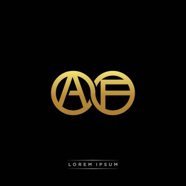 İlk harf bağlı daire sermaye monogramı logosu modern şablon altın rengi versiyonu siyah arkaplan üzerinde izole