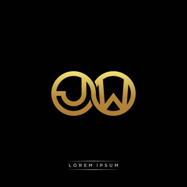 İlk harf bağlı daire sermaye monogramı logosu modern şablon altın rengi versiyonu siyah arkaplan üzerinde izole