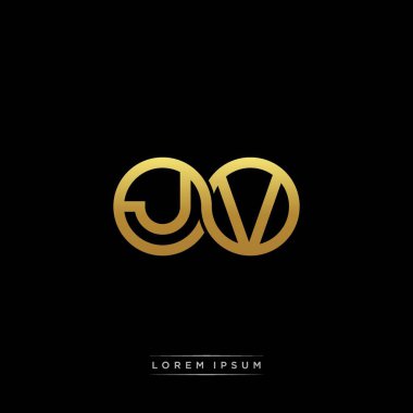 İlk harf bağlı daire sermaye monogramı logosu modern şablon altın rengi versiyonu siyah arkaplan üzerinde izole