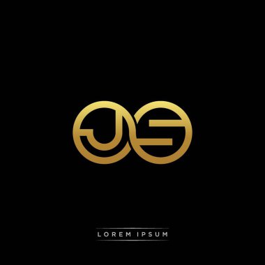 İlk harf bağlı daire sermaye monogramı logosu modern şablon altın rengi versiyonu siyah arkaplan üzerinde izole