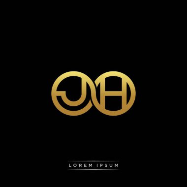 İlk harf bağlı daire sermaye monogramı logosu modern şablon altın rengi versiyonu siyah arkaplan üzerinde izole