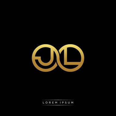 İlk harf bağlı daire sermaye monogramı logosu modern şablon altın rengi versiyonu siyah arkaplan üzerinde izole
