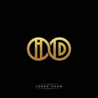 İlk harf bağlı daire sermaye monogramı logosu modern şablon altın rengi versiyonu siyah arkaplan üzerinde izole