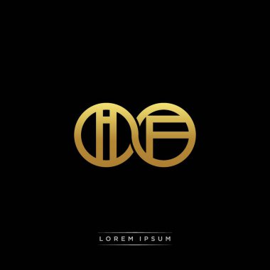 İlk harf bağlı daire sermaye monogramı logosu modern şablon altın rengi versiyonu siyah arkaplan üzerinde izole