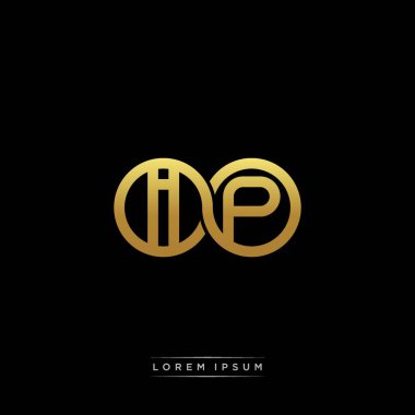 İlk harf bağlı daire sermaye monogramı logosu modern şablon altın rengi versiyonu siyah arkaplan üzerinde izole