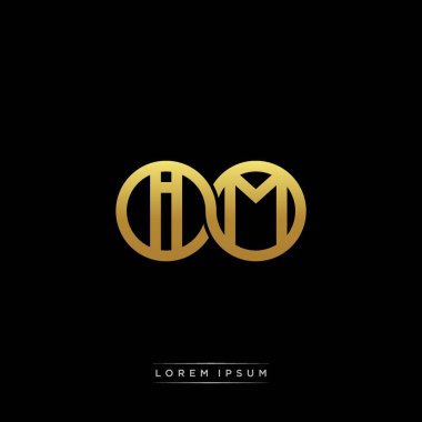 İlk harf bağlı daire sermaye monogramı logosu modern şablon altın rengi versiyonu siyah arkaplan üzerinde izole