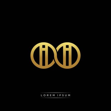 İlk harf bağlı daire sermaye monogramı logosu modern şablon altın rengi versiyonu siyah arkaplan üzerinde izole