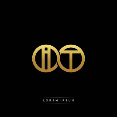 İlk harf bağlı daire sermaye monogramı logosu modern şablon altın rengi versiyonu siyah arkaplan üzerinde izole