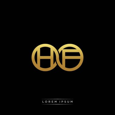 İlk harf bağlı daire sermaye monogramı logosu modern şablon altın rengi versiyonu siyah arkaplan üzerinde izole