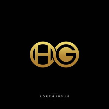 İlk harf bağlı daire sermaye monogramı logosu modern şablon altın rengi versiyonu siyah arkaplan üzerinde izole