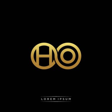 İlk harf bağlı daire sermaye monogramı logosu modern şablon altın rengi versiyonu siyah arkaplan üzerinde izole