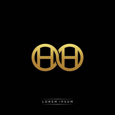 İlk harf bağlı daire sermaye monogramı logosu modern şablon altın rengi versiyonu siyah arkaplan üzerinde izole