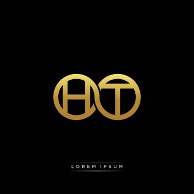 İlk harf bağlı daire sermaye monogramı logosu modern şablon altın rengi versiyonu siyah arkaplan üzerinde izole