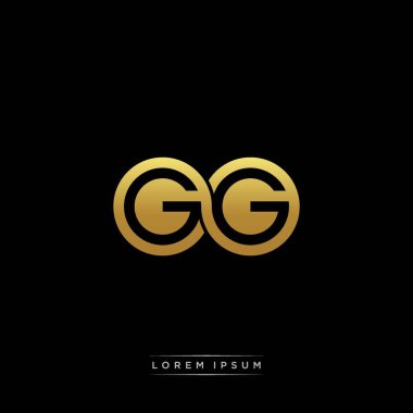 İlk harf bağlı daire sermaye monogramı logosu modern şablon altın rengi versiyonu siyah arkaplan üzerinde izole
