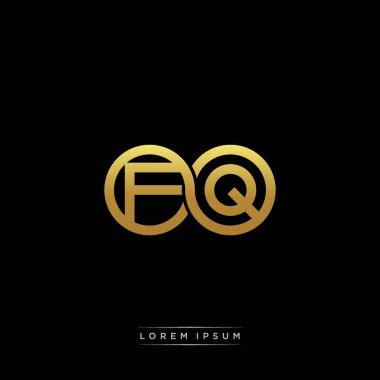 İlk harf bağlı daire sermaye monogramı logosu modern şablon altın rengi versiyonu siyah arkaplan üzerinde izole