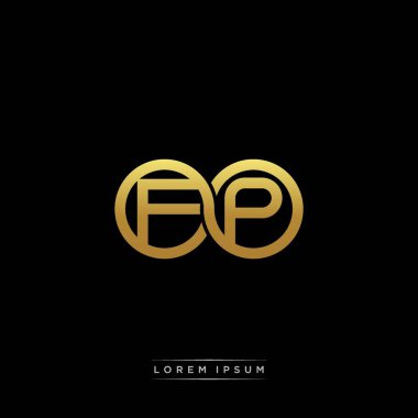 İlk harf bağlı daire sermaye monogramı logosu modern şablon altın rengi versiyonu siyah arkaplan üzerinde izole