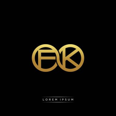 İlk harf bağlı daire sermaye monogramı logosu modern şablon altın rengi versiyonu siyah arkaplan üzerinde izole