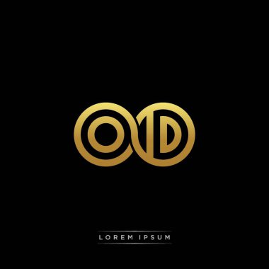 İlk harf bağlı daire sermaye monogramı logosu modern şablon altın rengi versiyonu siyah arkaplan üzerinde izole