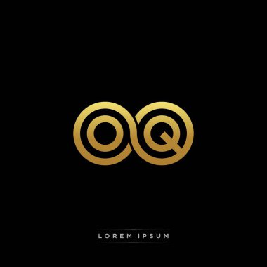 İlk harf bağlı daire sermaye monogramı logosu modern şablon altın rengi versiyonu siyah arkaplan üzerinde izole
