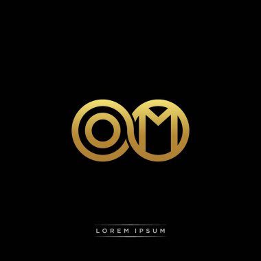 İlk harf bağlı daire sermaye monogramı logosu modern şablon altın rengi versiyonu siyah arkaplan üzerinde izole