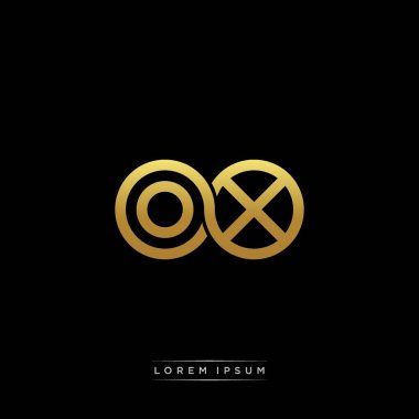 İlk harf bağlı daire sermaye monogramı logosu modern şablon altın rengi versiyonu siyah arkaplan üzerinde izole