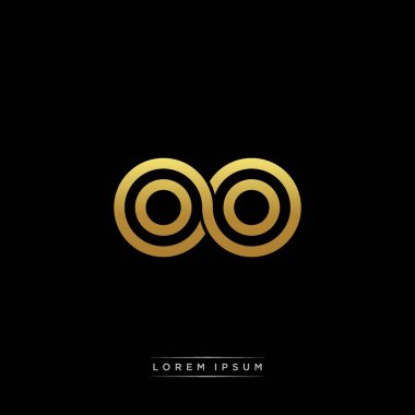 İlk harf bağlı daire sermaye monogramı logosu modern şablon altın rengi versiyonu siyah arkaplan üzerinde izole
