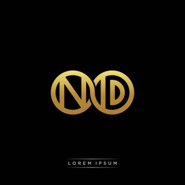 İlk harf bağlı daire sermaye monogramı logosu modern şablon altın rengi versiyonu siyah arkaplan üzerinde izole